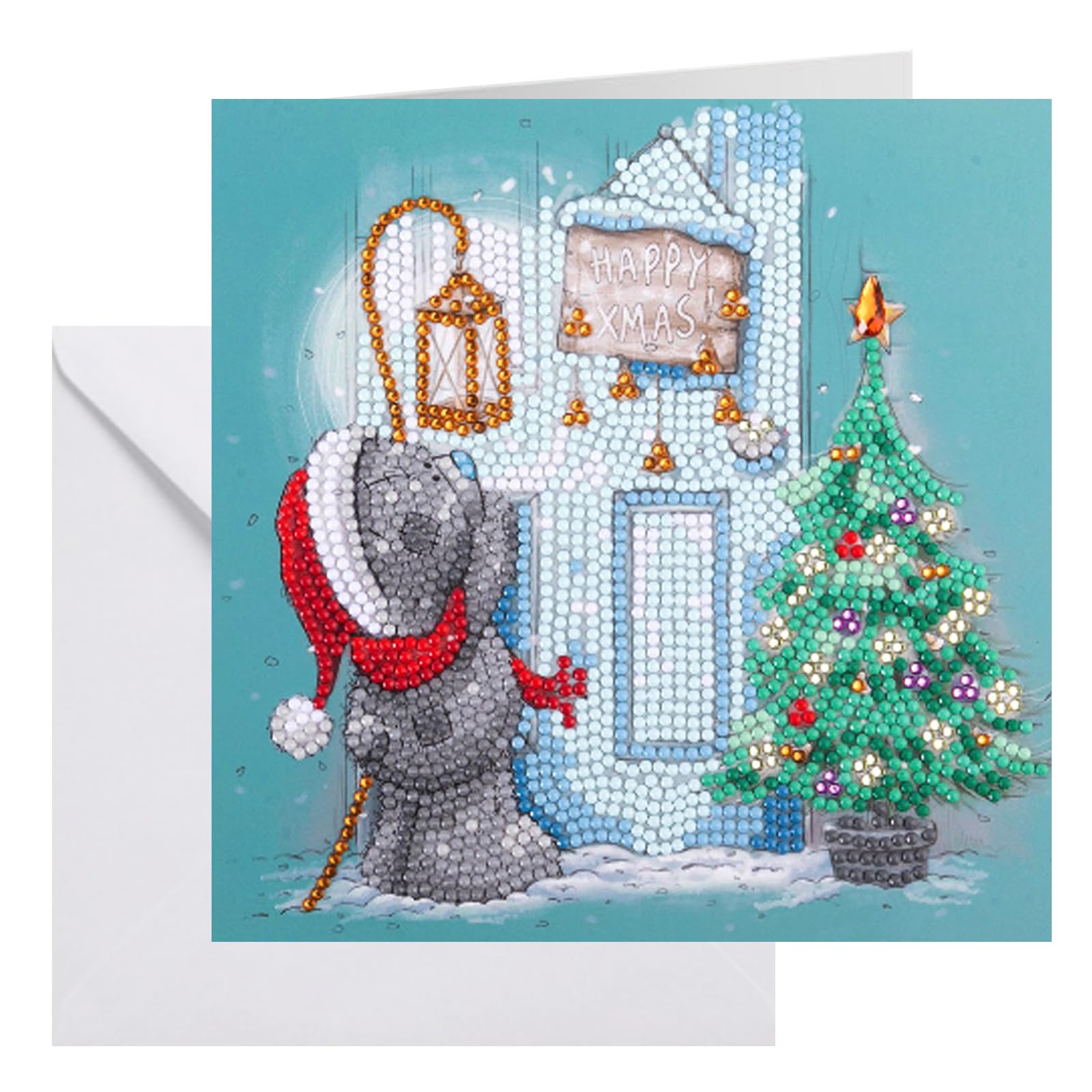 CRYSTAL ART Happy Xmas! Tatty Teddy Card 18x18cm