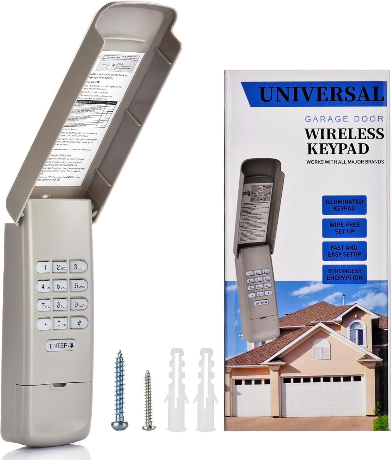 Garage Door Opener Keypad for LiftMaster 877MAX Compatible with Chamberlain LiftMaster Craftsman Garage Door Openers Since 1993 Wireless Keypad Keyless Entry, Security +2.0 Garage Keypad, 315/390 MHz