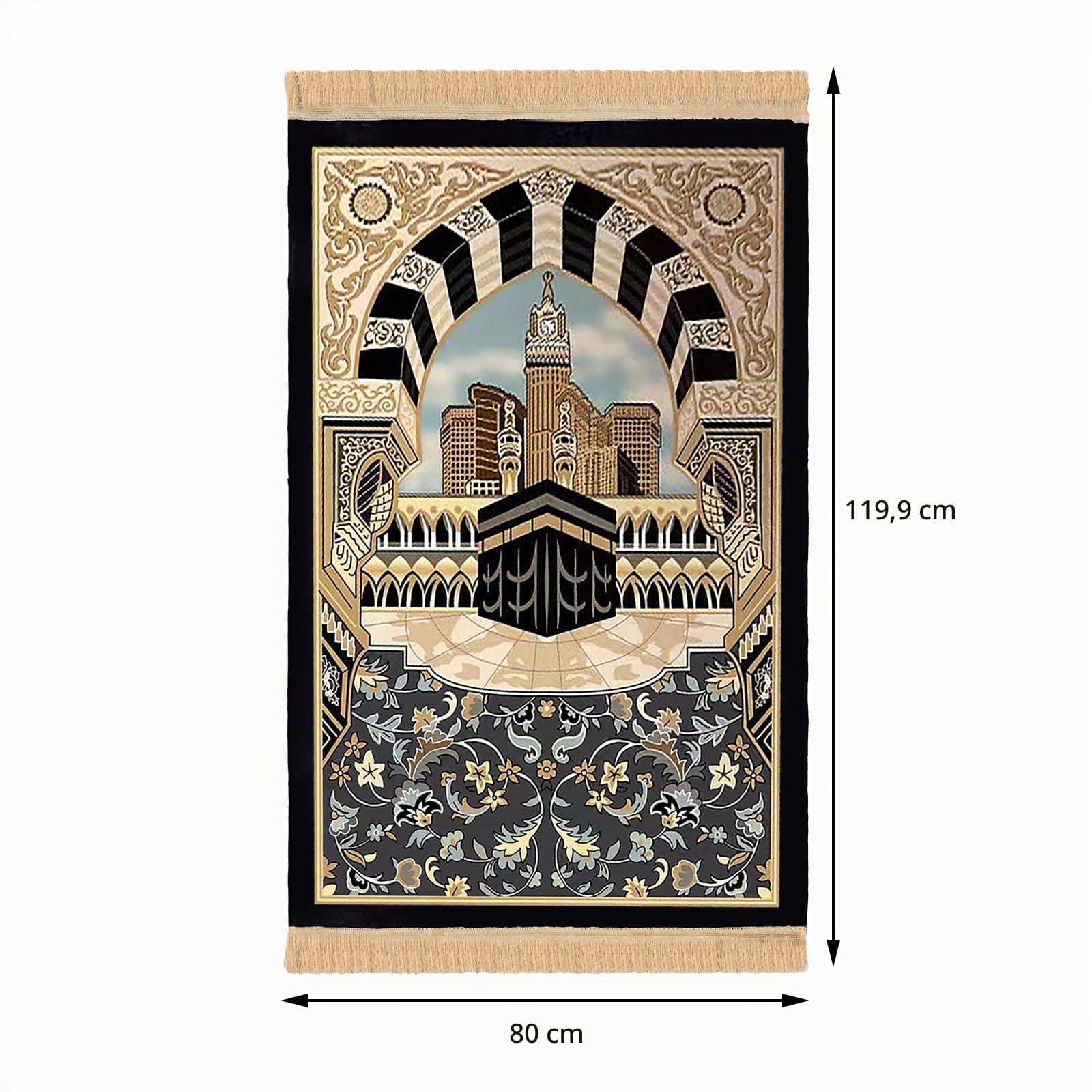 YJZQ Tapis de Prière Musulman en Chenille - Tapis de Passage Pliable, Coussin de Prier Brodée Tissée pour Mosquée 80x120cm