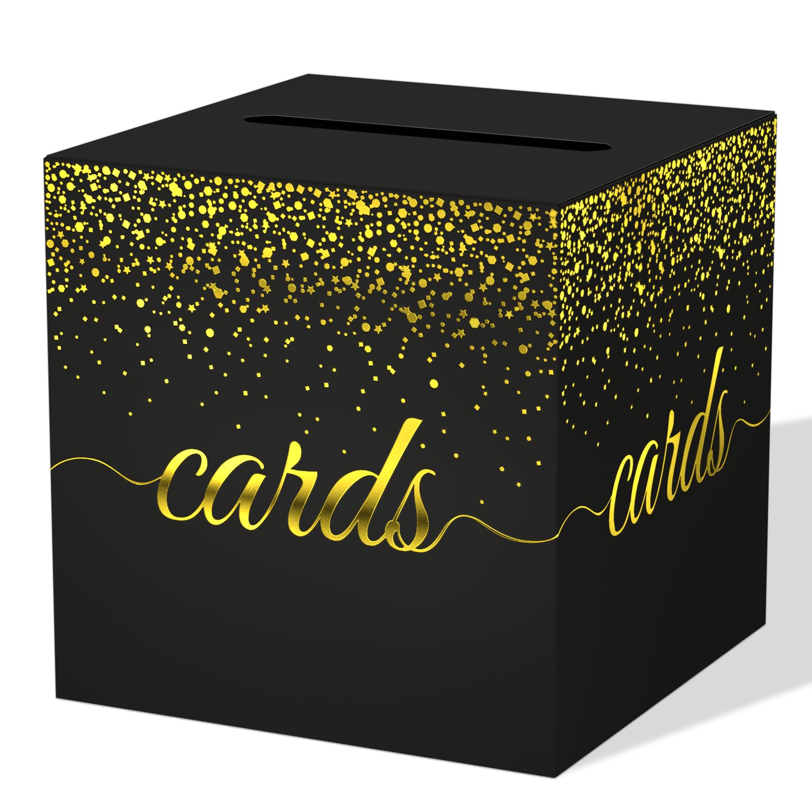 WNINK Black Gold Cards Box for Birthday, Wedding, Bridal or Baby Shower, Graduation, Anniversaries, Engagement Party Decorations Supplies Money and