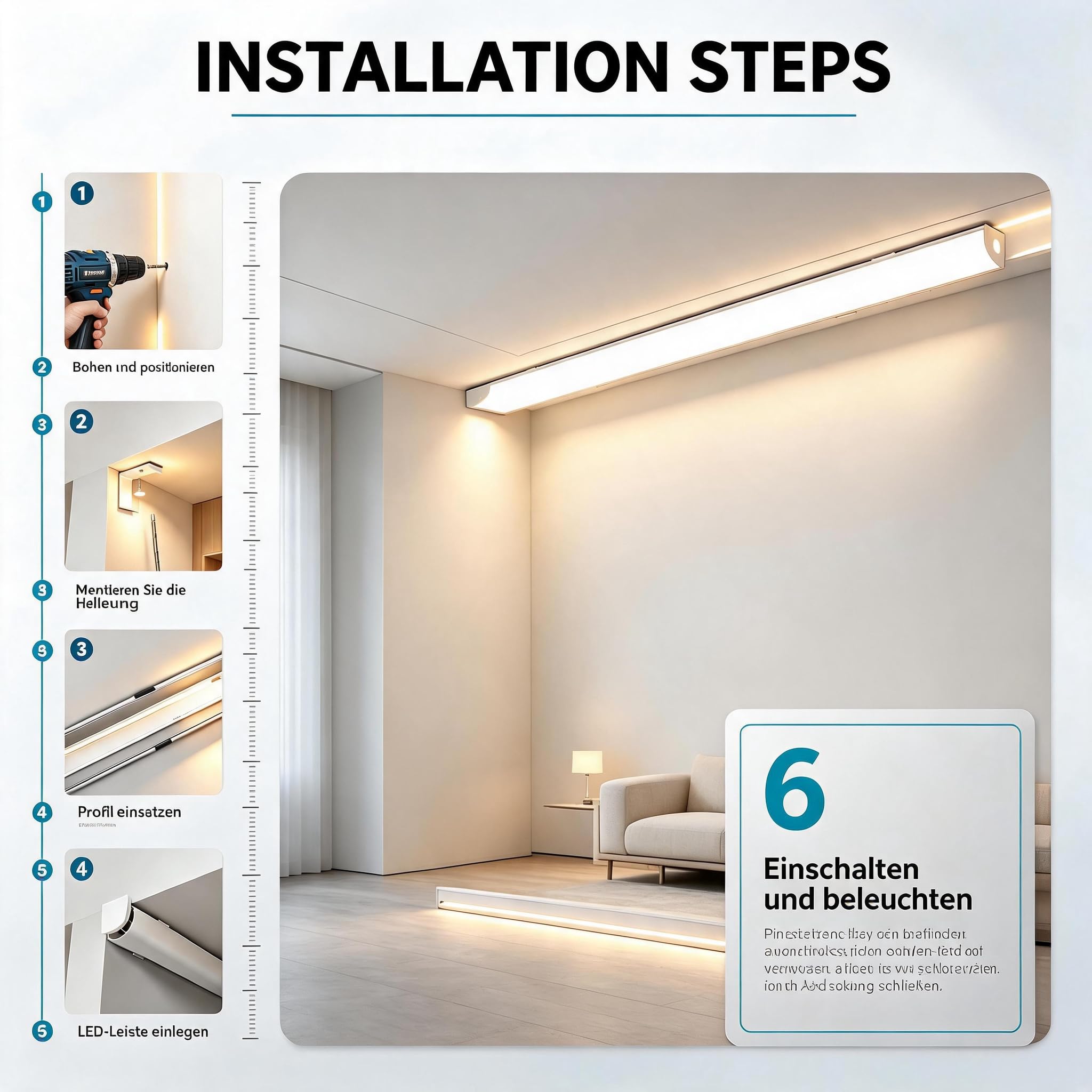 10x 2m LED Alu-Eckprofil (20m Set), 15,8x15,8mm, Silber mit milchweißer Abdeckung, für LED Streifen bis 10,1mm – indirekte Eckbeleuchtung für Wohnraum, Treppenhaus & Flur