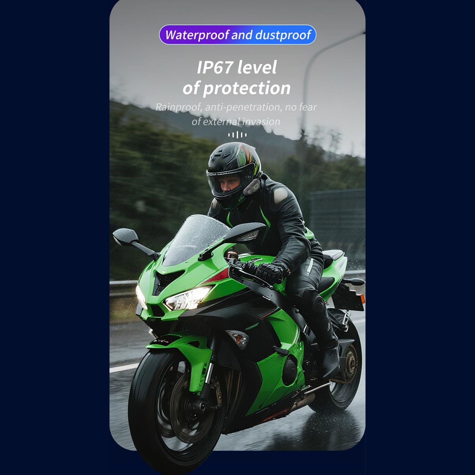 Jectse Interfono Bluetooth per Casco Moto Portata 10 Km Auricolare Bluetooth per Moto con Push to Talk Wireless IP67 Cancellazione Rumore Impermeabile Comunicazione di Squadra