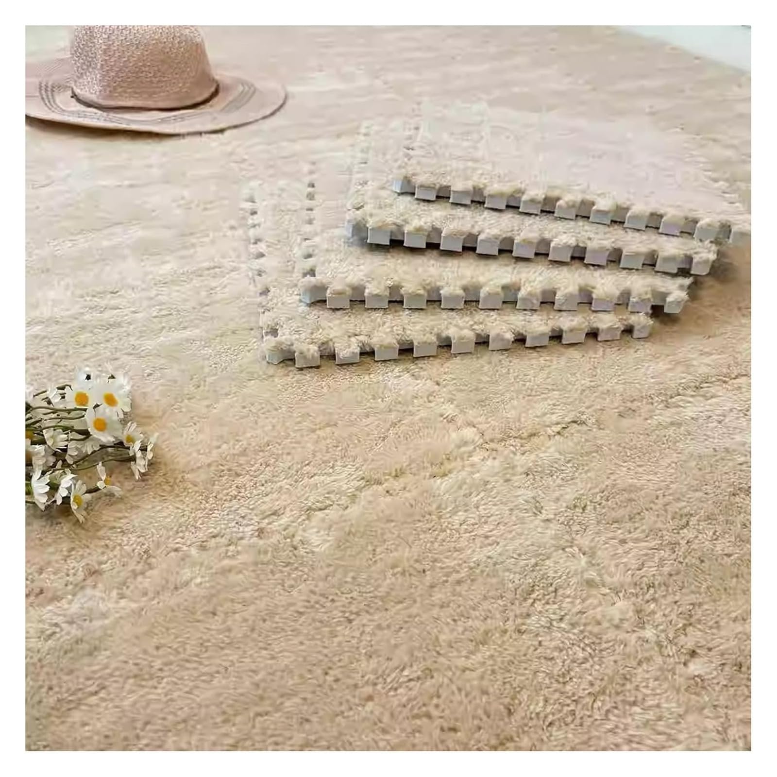 Alfombras de rompecabezas entrelazadas de espuma premium color albaricoque