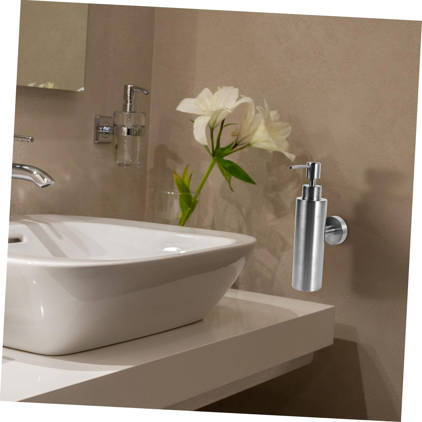 GALPADA Supporto per Dispenser di Sapone Manuale in Acciaio Inox Distributore di Sapone per Mani Ricaricabile da Parete Liquido per Bagno e Cucina Compatibile Vari Prodotti da Erogare