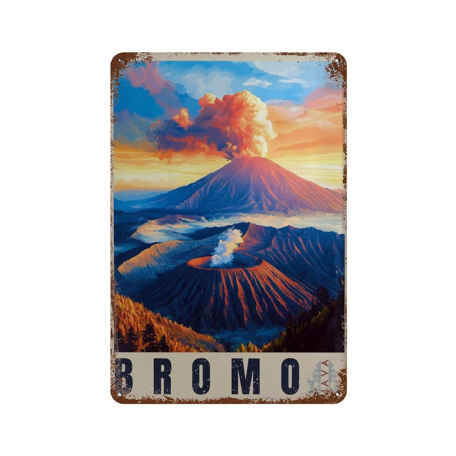 xiaoxiaoshen Mount Bromo Travel Java Volcano Wall Decor Art Metal Tin Poster Modern Home Decor Art Home Bar Shop Decorations Vintage Sign 30x20cm