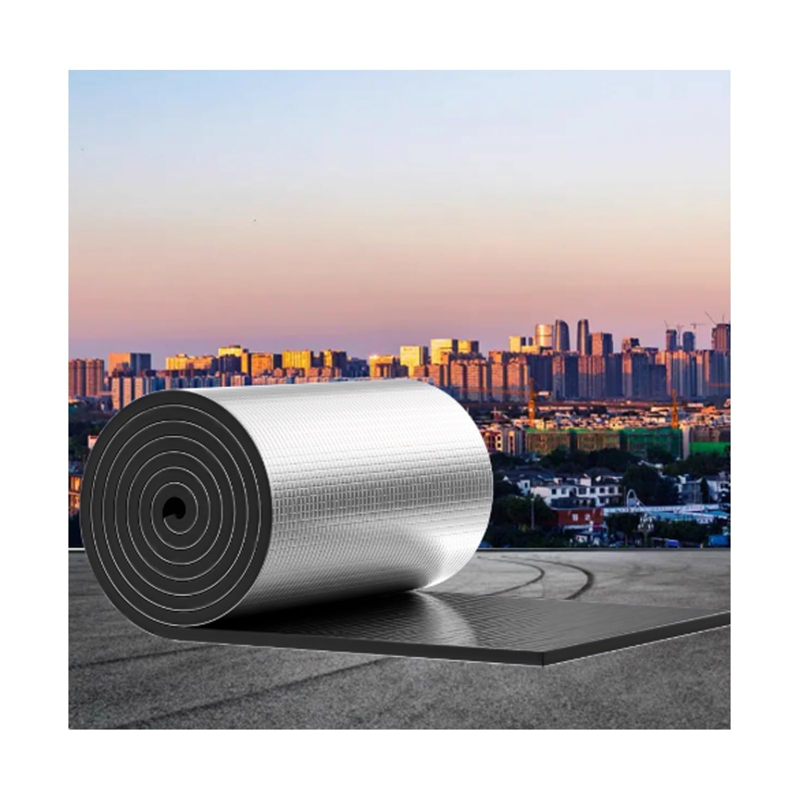 Autoadhesivo, aislamiento de papel de aluminio y algodón aislante acústico, reflector de radiador, fácil de instalar, el respaldo es firme y no se caerá.(1*2m/3.2*6.6ft,25MM(THK))
