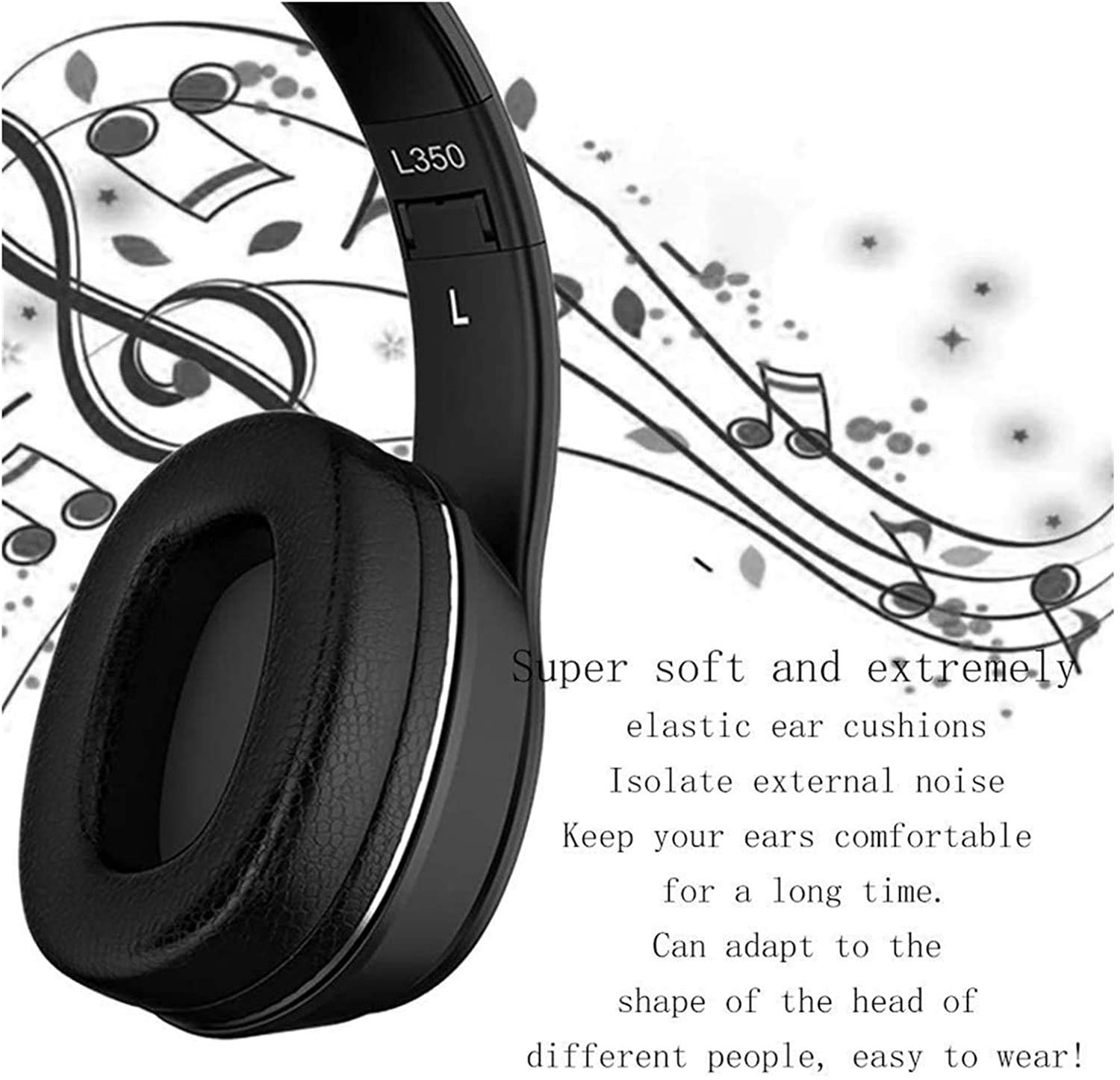 Cuffie on-Ear con Microfono, Cuffie per Bassi Stereo Leggero, Cuffie Wireless Portatili per Smartphone Tablet Laptop Computer (Color : White)