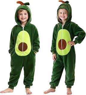 Kids Avocado Onesie Pajamas Unisex One Piece Pajamas Girls Boys Halloween Cosplay Costume Sleepwear Homewear
