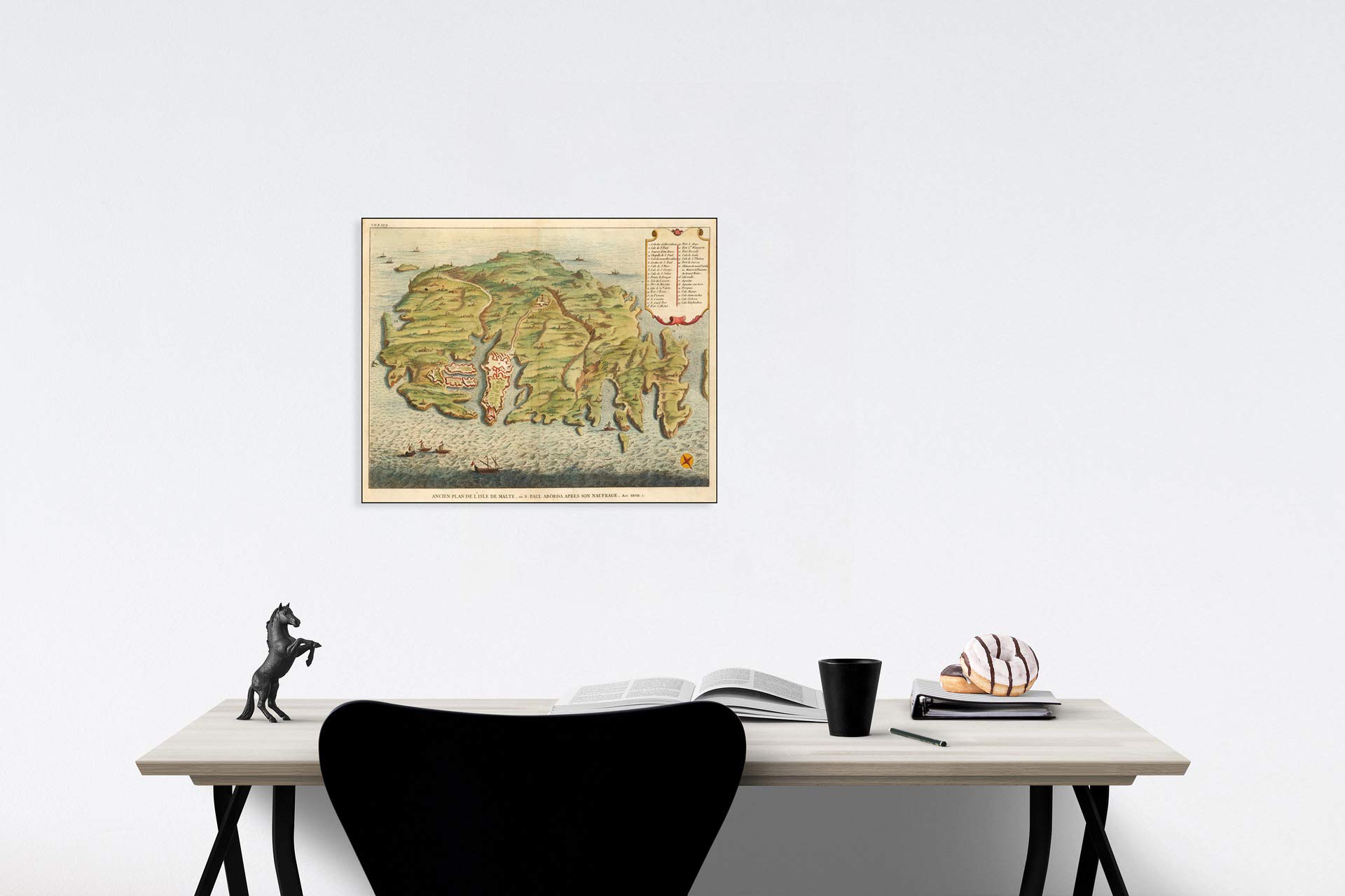 セール　真作　ドイツ　フライベルク　ザクセン　古地図　木版　16世紀 Amazon.com: Ancient Plan of Malta or St. Paul's Shipwreck 1726