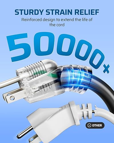 Miniatura 5 de DEWENWILS STW - Divisor de cable de extensión triple de calibre 123 de 2 pies para interiores y exteriores, cable de alimentación resistente de