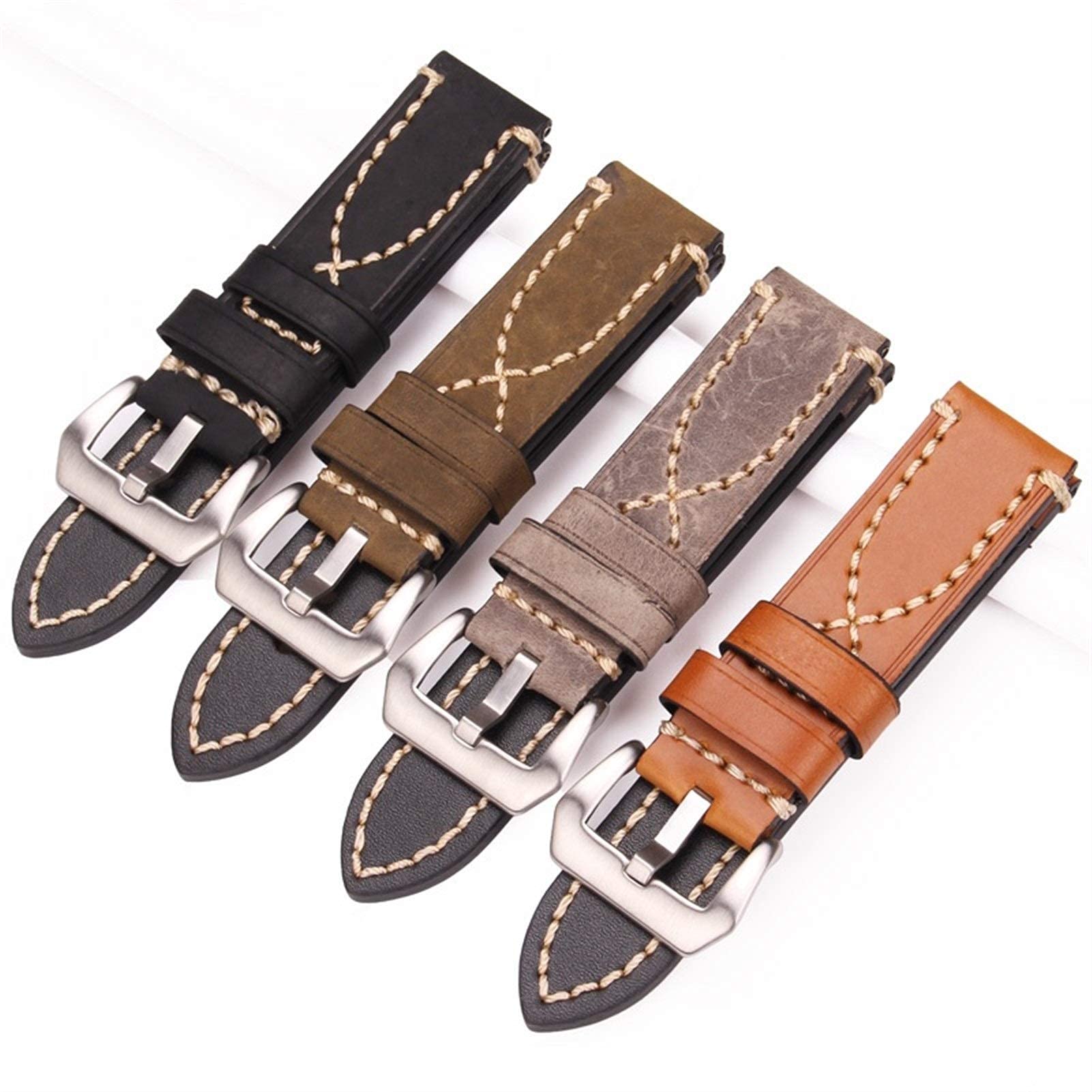 Leder Uhrengurt echtes Band 22mm 24mm Uhrenbandbänder Lady Men Armband Edelstahlschnalle