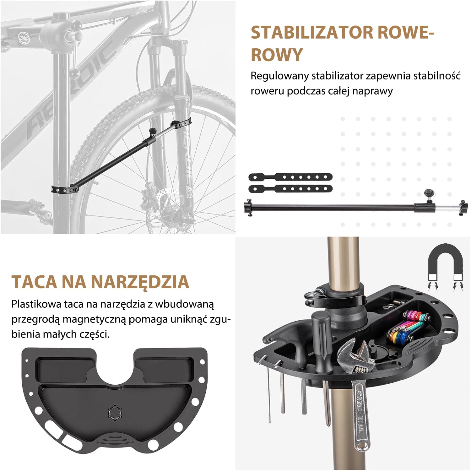 CXWXC Stojak do montażu rowerów, stojak do naprawy rowerów, obracany o 360°, z dużym, aluminiowym stojakiem montażowym, z regulacją wysokości, do rowerów wyścigowych, do 30 kg (szampański)