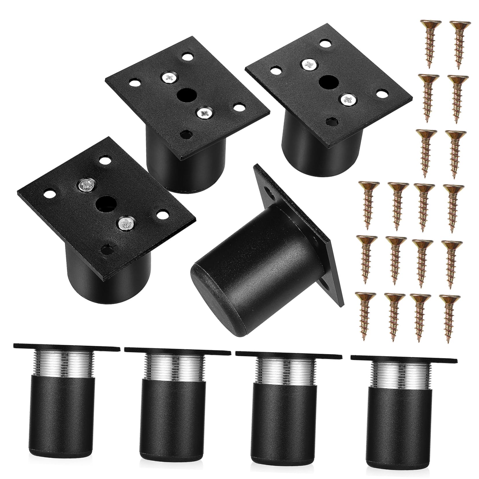 Pieds de meuble réglables pour corriger un sol penché, lot de 8 supports d'armoire noirs