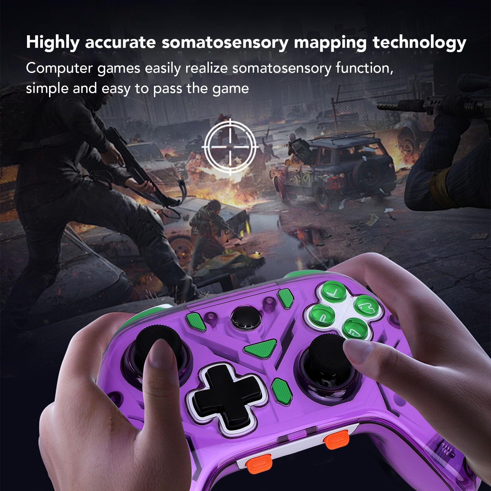 Interaktywny Kontroler Gier z Ekranem, Kontroler Gier z Efektem Halla na PC, IOS, Android, Joystick Gamepada, Czujnik Ruchu, światło RGB, Połączenie Bluetooth i 2.4G
