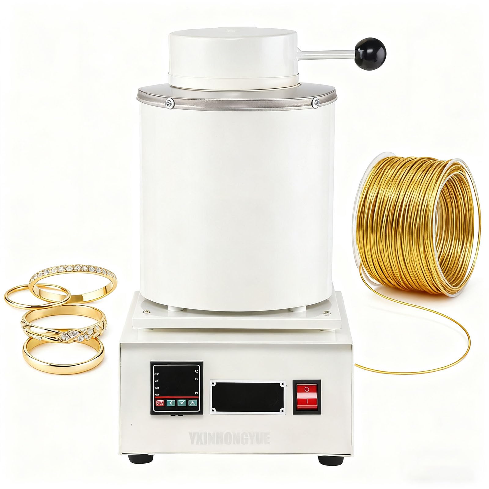220v,1KG,YXINHONGYUE Piec do topienia biżuterii odporny na wysoką temperaturę z rękawicami żaroodpornymi ulepszony o 1 kg-3 kg cyfrowy piec elektryczny do topienia złota