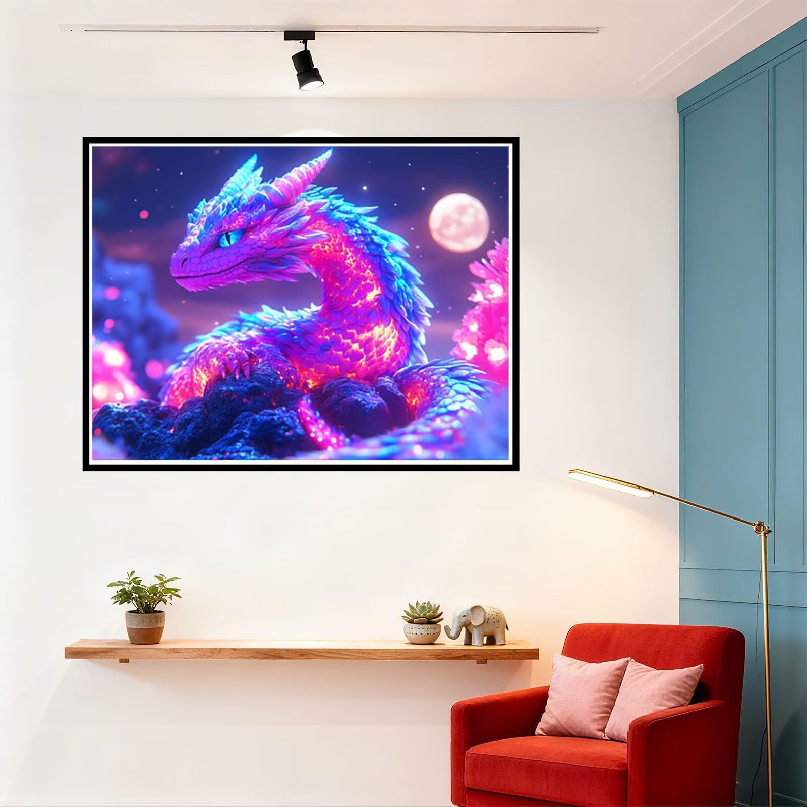 Peinture Numero Adulte Animal Coloriage par Numero Adulte Dragon DIY Paint by Numbers, avec Pinceaux Peinture Loisir Creatif Enfant Numéro D'art Cadeau Femme, Pour Decoration Maison 60x80cm H - 537