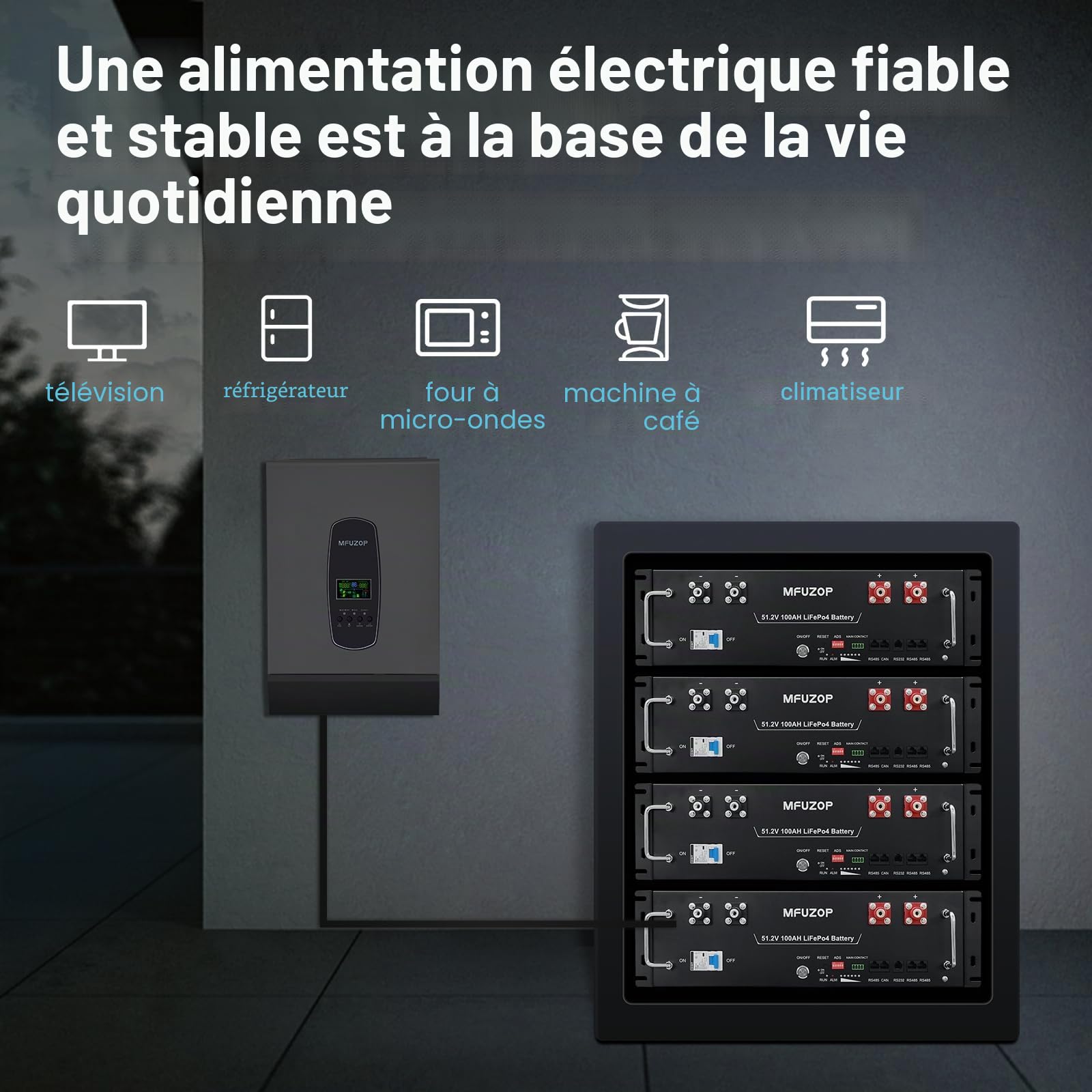Batterie Lithium 48V 100Ah LiFePO4 5,12 kWh, Batterie Rack Serveur avec BMS 100A Intégré, Bluetooth & App, 15000+ Cycles, pour Énergie Solaire, Off-Grid, Camping-Car (48V 100Ah (1 Pack))