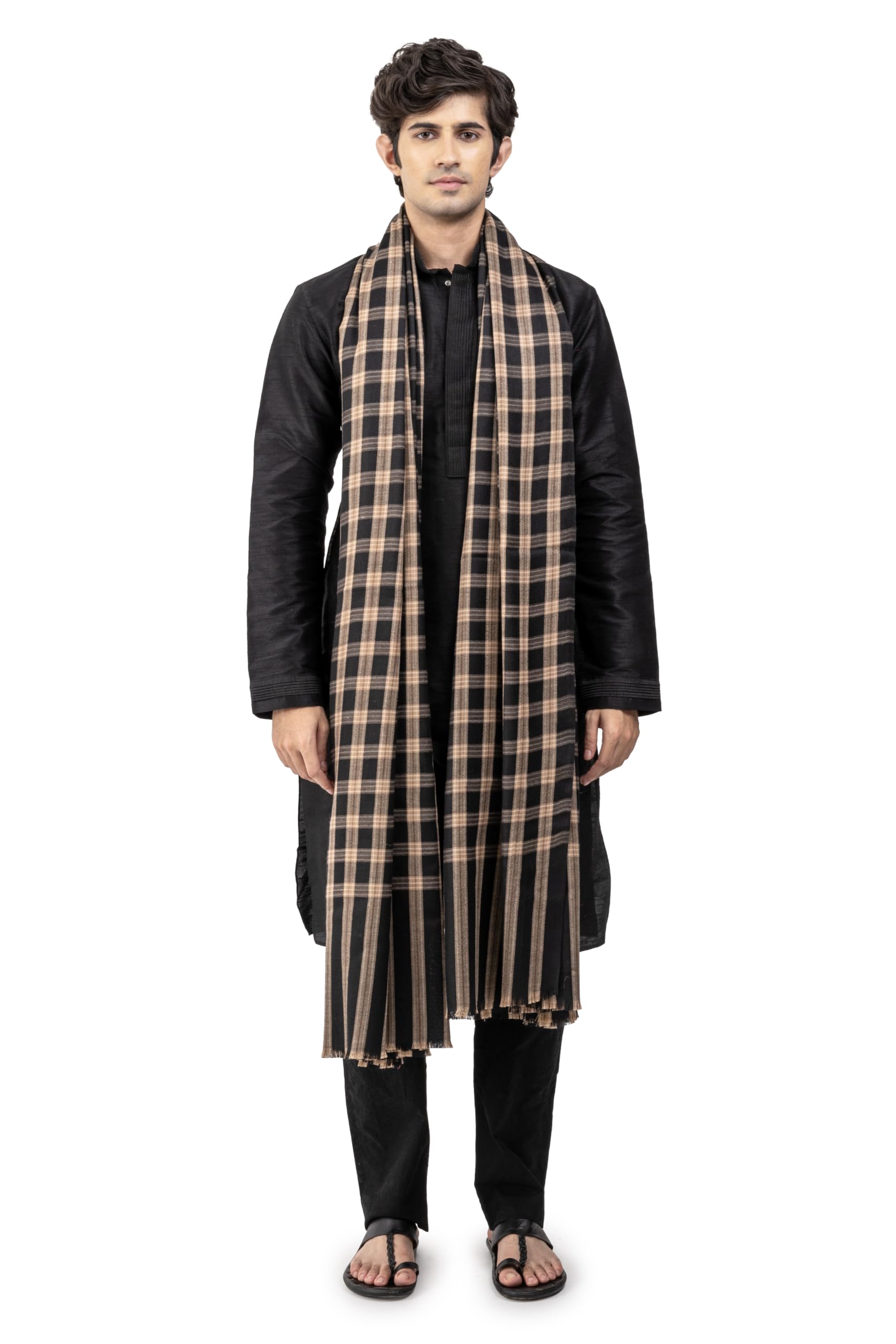 naureen Men Faux Pashmina Check Lohi, Warm and Soft, 50x100 inch-picture-35