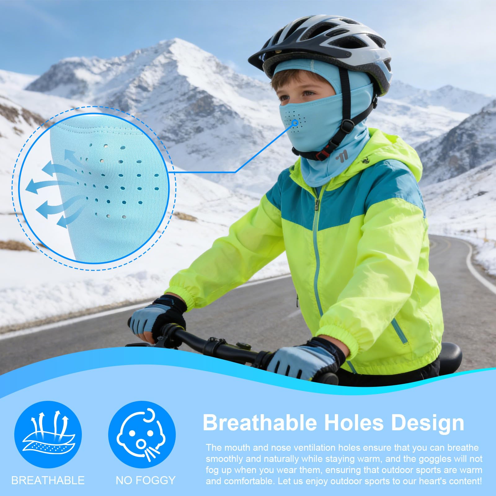 Pasamontañas Térmico Respirable Niños 4-12 Años, Invierno Multifunción Prueba de Viento Forro Polar Máscara de Esquí de Ciclismo Sombreros con Calentador de Cuello, Mascarilla para Niños Niñas
