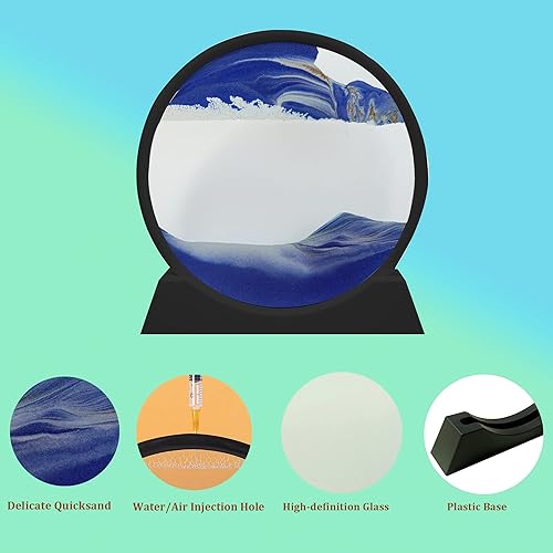 Miniatura 7 de Imagen de arte de arena móvil de 11 pulgadas, kits de arte de arena de movimiento líquido para niños, marco negro y arena de café