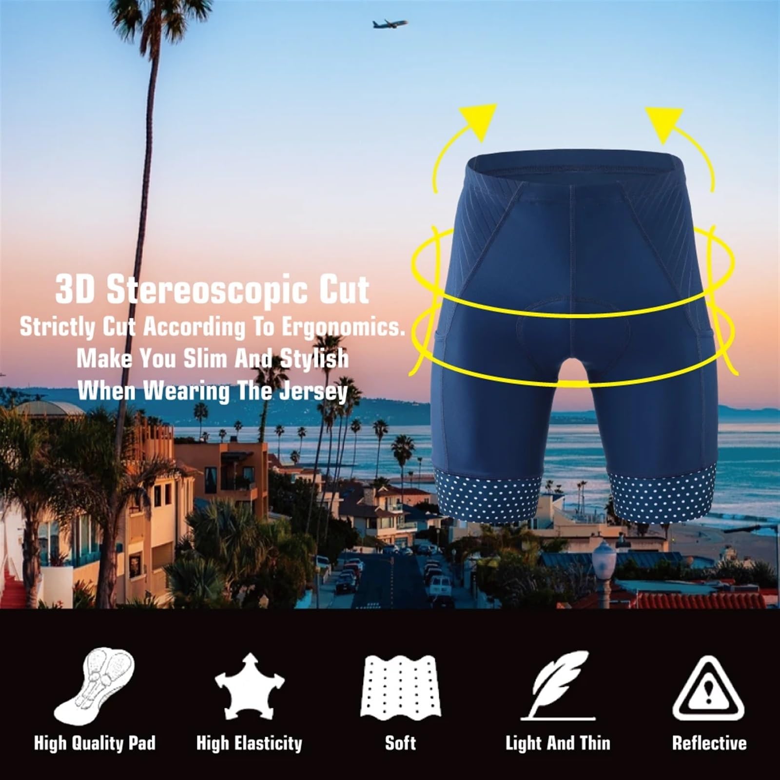 Pantaloncini Ciclismo Uomo Pantaloncini da Ciclismo da Uomo Pantaloni da Ciclismo Blu e Verdi Imbottiti in Gel 5D con Tasche Laterali Collant da Bici Antiurto(KEM-SS-Balck,4XL)