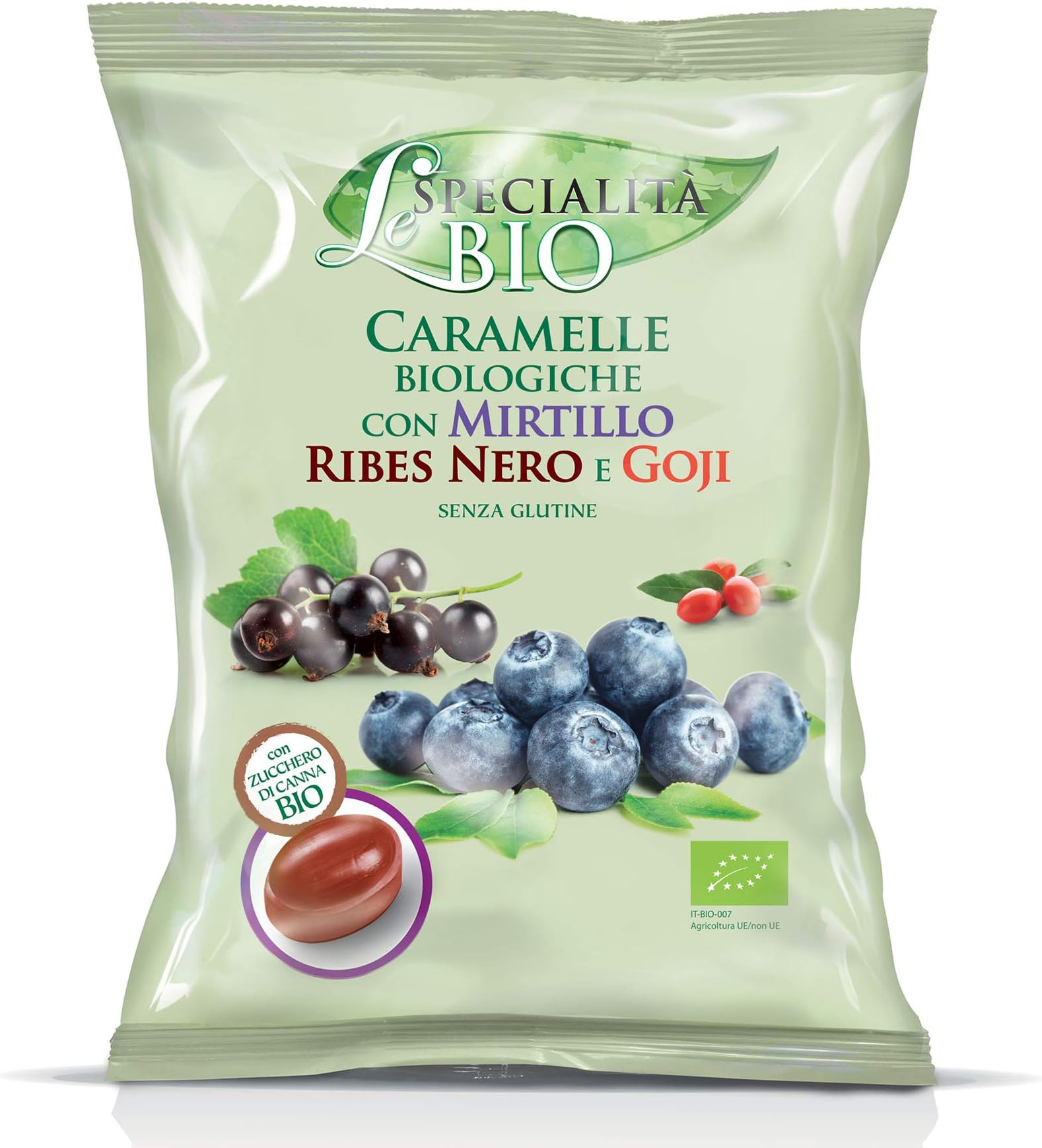Le Specialita Bio - Italian Organic Hard Candy filled with Blueberries, Black Currants, and Goji Berries
