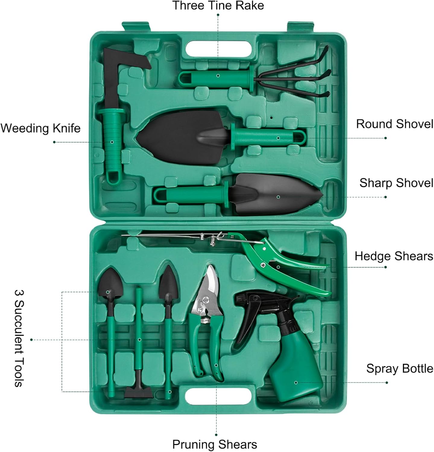 Garden Tools, Mom Birthday Gifts 10 Pieces Gardening Tools with Floral Print, Ergonomic Handle Trowel Rake Weeder Pruner Shears Sprayer, Garden Hand Tools with Carrying Case Garden Deals (10)
