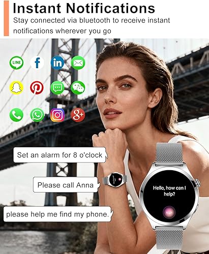 Miniatura 2 de Relojes inteligentes para mujer, 1.27 pulgadas, pantalla táctil TFT, reloj inteligente para responder/hacer llamadas, rastreadores de actividad