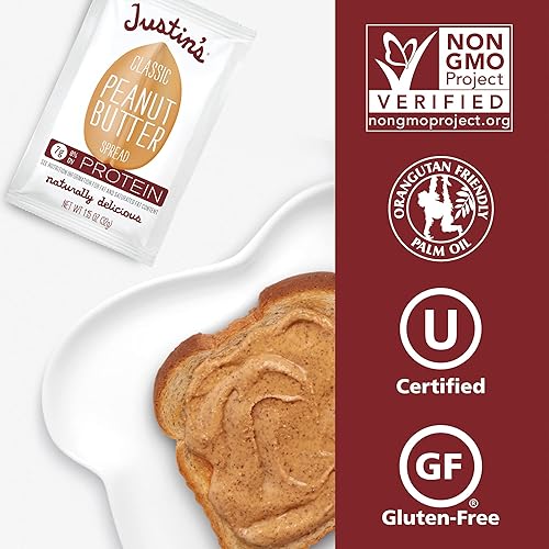 Miniatura 6 de Justins Nut Butter Los clásicos paquetes de compresión de mantequilla de maní clásicos de Justin solo dos ingredientes sin gluten sin GMO