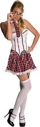Secret Wishes Sexy School Girl Costume, Red Plaid/White, Medium
