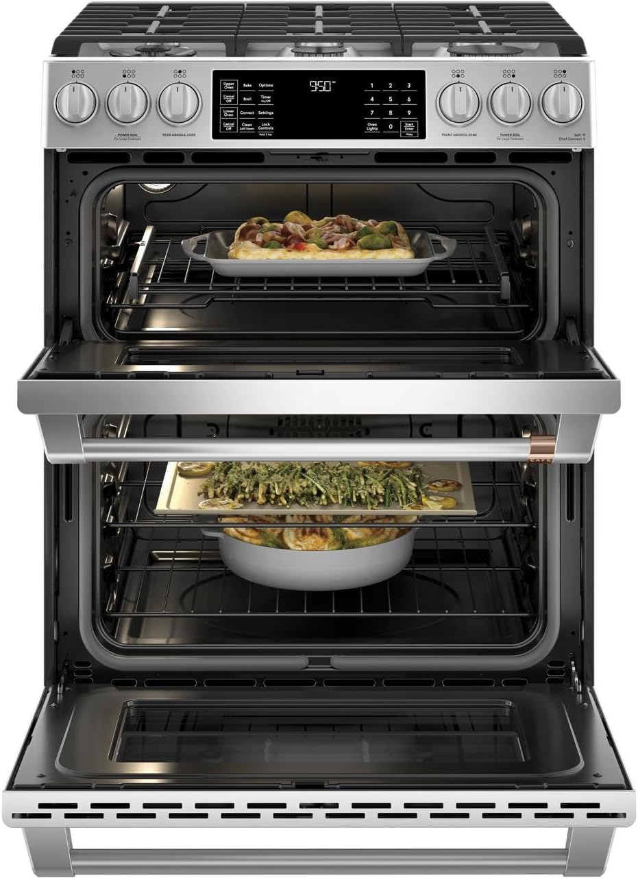 GE C2S950P2MS1 Cafe 30 inch Smart Double-Oven Range With Convection Bundle with Premium 3 YR CPS Enhanced Protection Pack