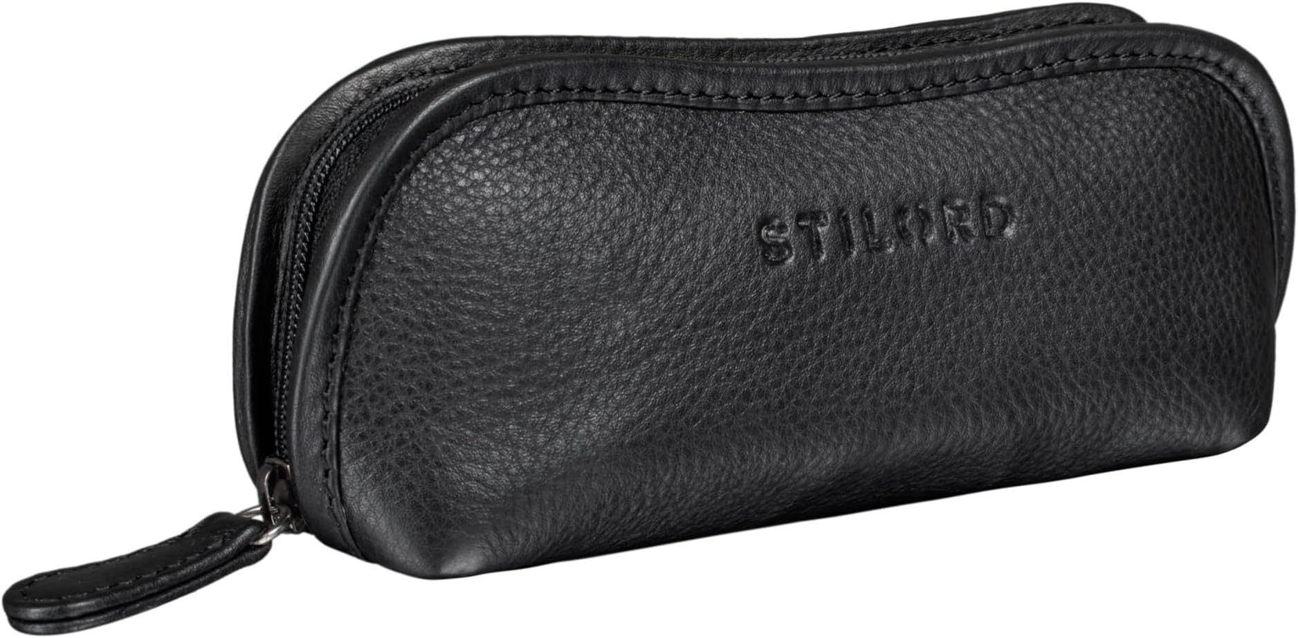 STILORD"Glasgow" Glasses Case Leather Zipper for Sunglasses Reading Glasses Spectacles Eyeglass Case Storage Pouch for Women Men Genuine Vintage Leather Colour:Middle Brown
