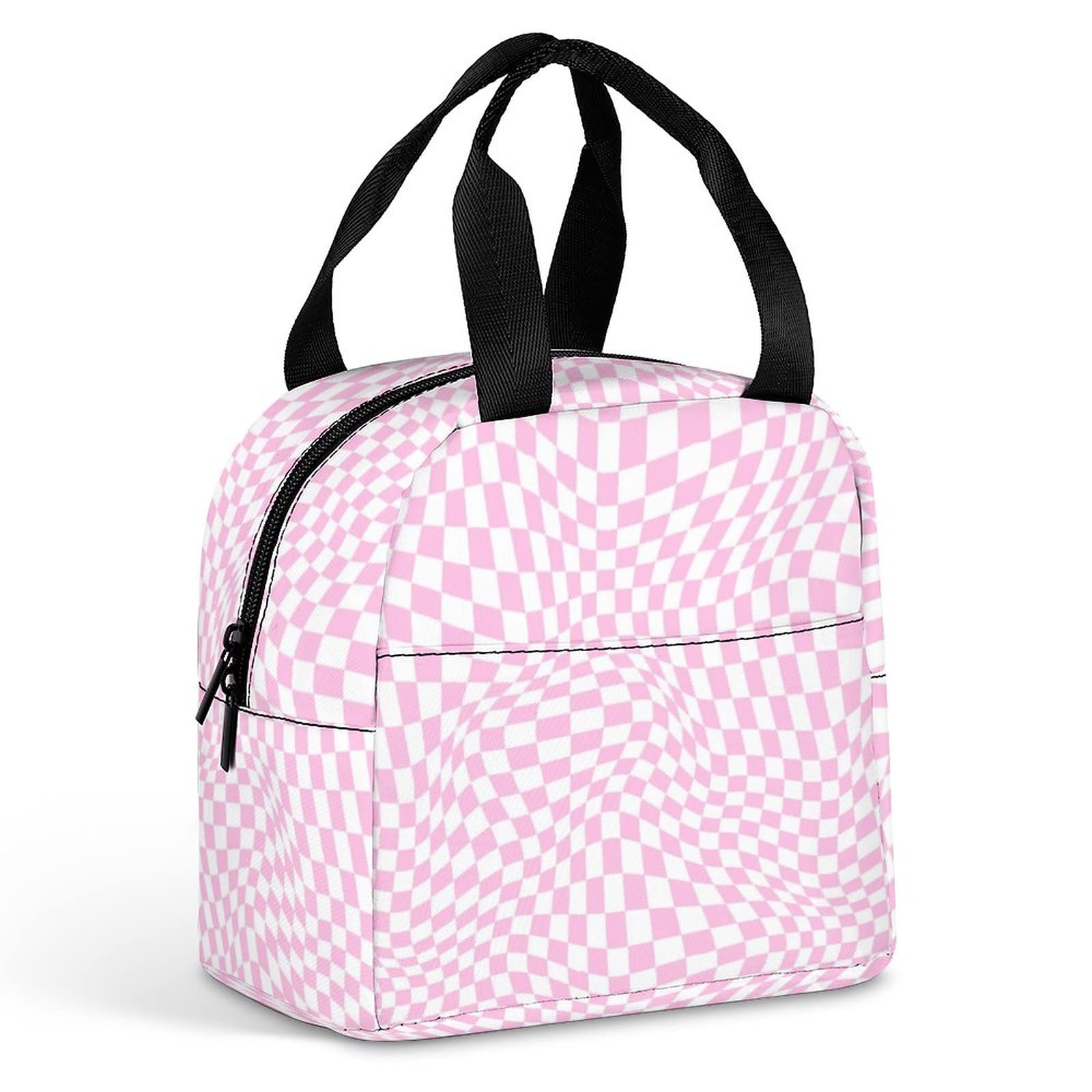 pink checkered lunch box