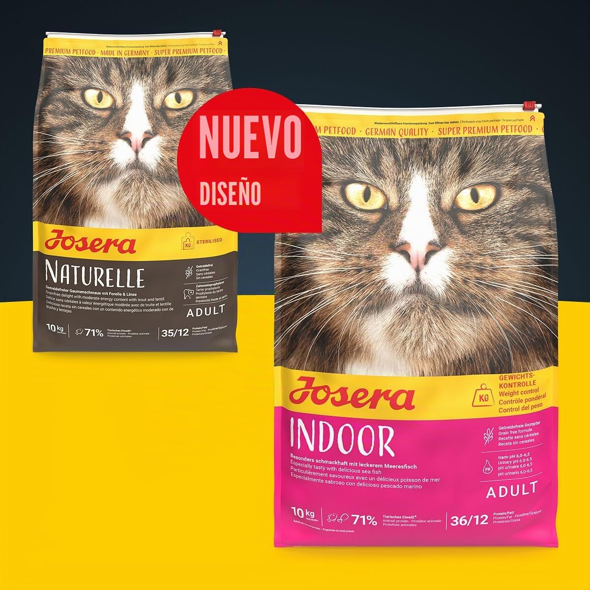 JOSERA Indoor Cat (1 x 10 kg) | Adulto | Alimento seco Premium para Gatos Adultos esterilizados | Receta sin Cereales | Contenido moderado de Grasa para el Control del Peso | con Ave | Pack 1
