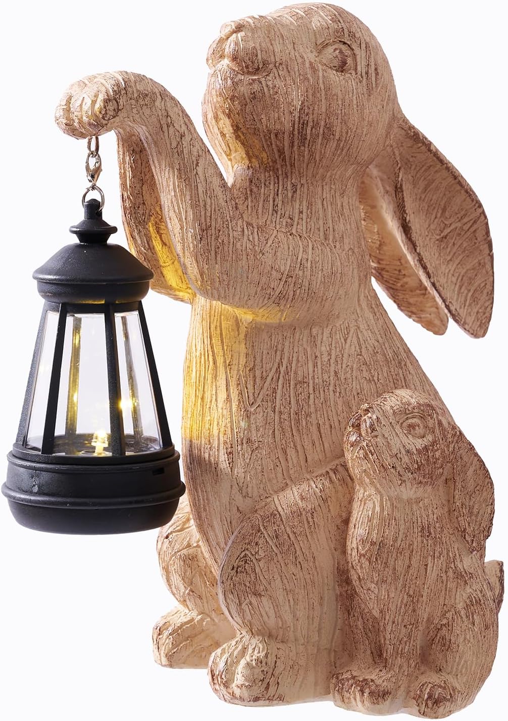 Solar Garden Statues Rabbit Lights Bunny Garden Decor Rabbit Figurine Outdoor Decorations with Lantern Yard Decor Porch Decorations Outdoor Housewarming Gifts for Women