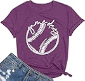 Baseball Game Day T-Shirt Mom Fun Ladies Printed Retro Baseball Pattern Casual Short-Sleeved top