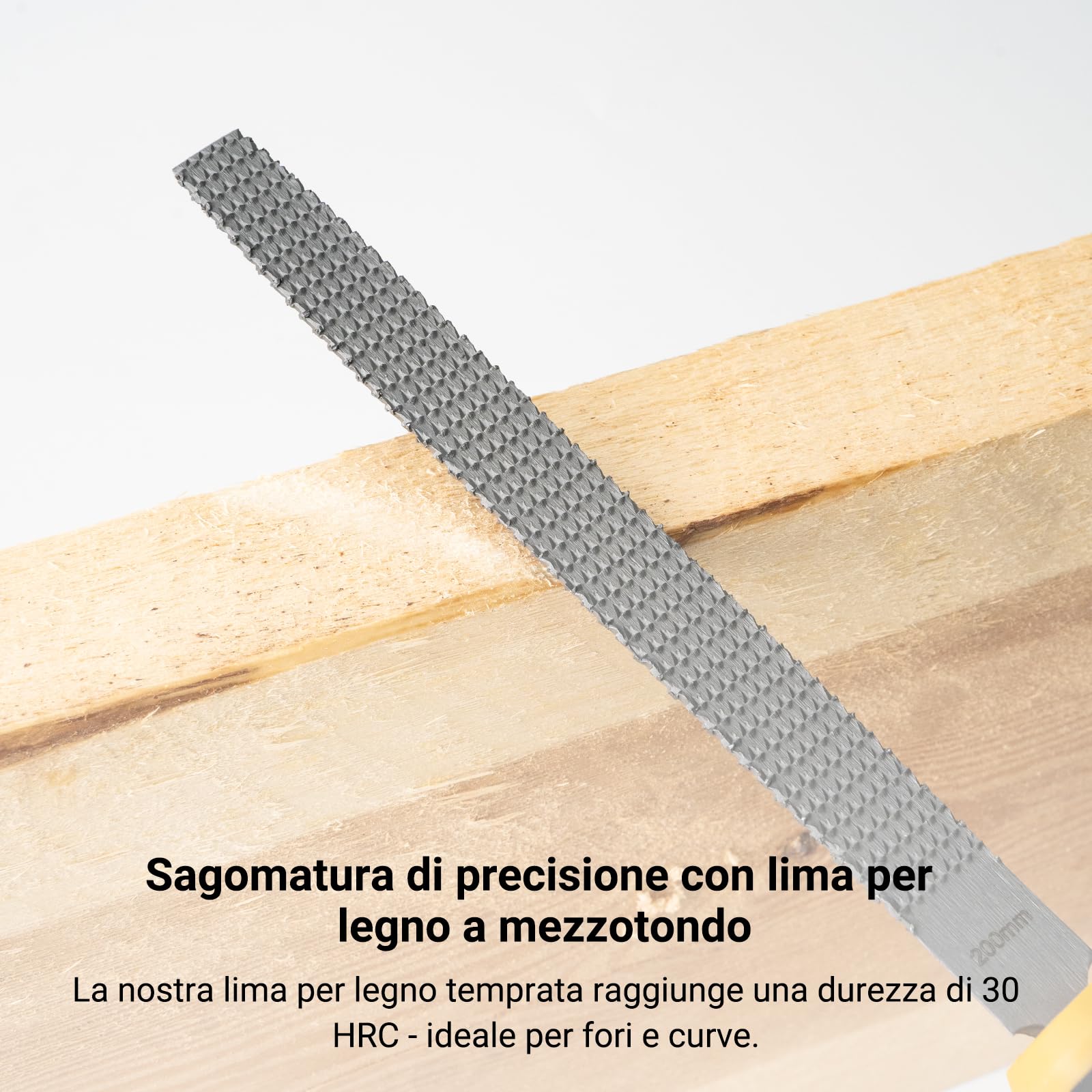 Set di Lima per Metallo e Legno 6 Pezzi, Raspa Legno con Custodia Arrotolabile, Manico in Gomma, Acciaio al Carbonio Alta Resistenza Lima Ferro Rotondo Semitonda Piatta Triangolare Quadrate