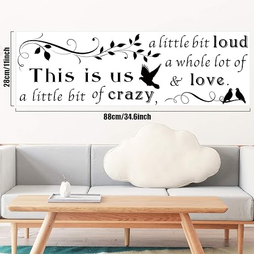 Miniatura 2 de Calcomanías de pared con texto en inglés "This is Us Crazy Loud Love", calcomanías de pared con texto inspirador para decoración del hogar