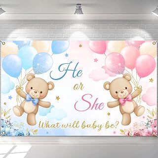 Avezano Bär Gender Reveal Hintergrund Banner We Can Bearly Wait Party Banner Dekorationen Bär Geschlecht Enthüllung Party Foto Hintergrund Banner 180 x 100 cm
