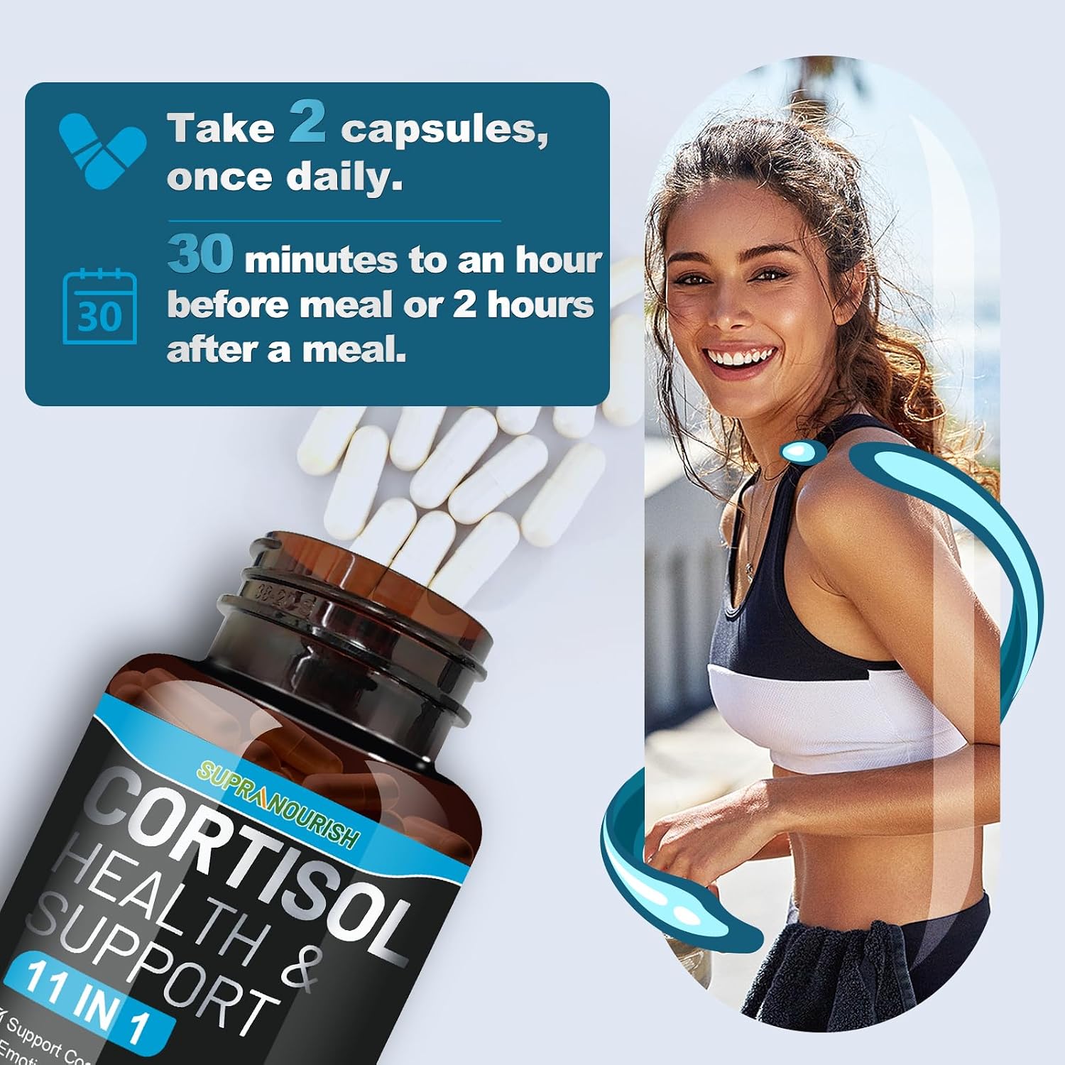 Cortisol Supplements for Women and Men, 11-in-1 Cortisol Manager,Cortisol Reducer with Ashwagandha, Rhodiola, L-Theanine, Hormone Balance, 240 Capsules (120-Day Supply)