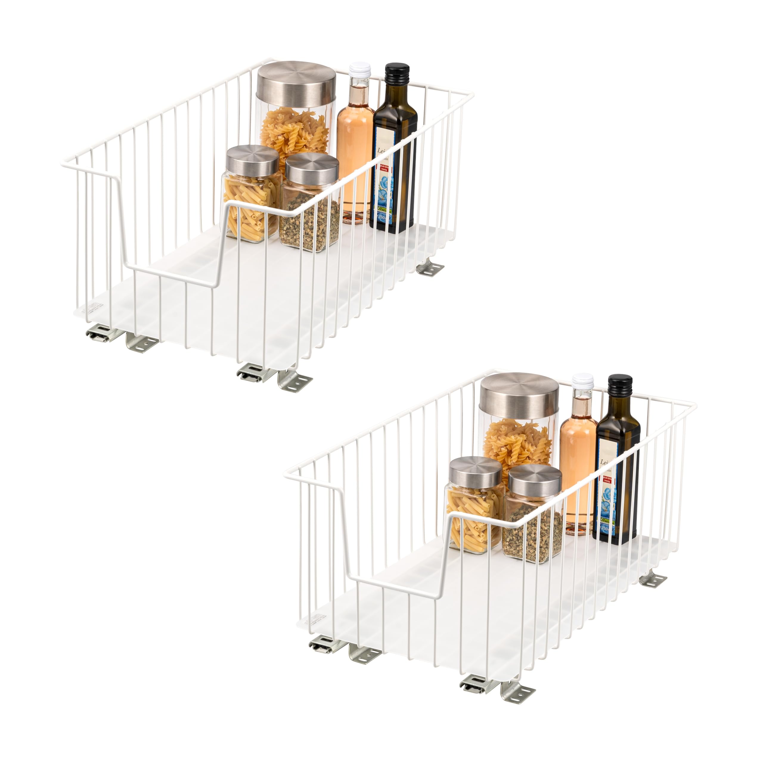 bremermann Lot de 2 paniers d'armoire de 30 cm de large avec étagère, tiroir de cuisine à extension complète avec rails télescopiques, idéal pour cuisine, salle de bain et chambre à coucher, en métal