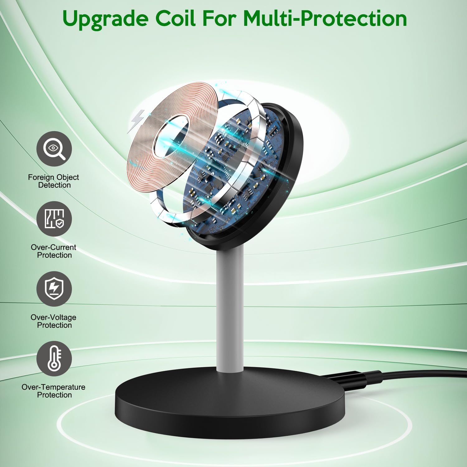 2Pack Magnetic Wireless Mag-Safe Charger Stand,Long 6FT USB C Cable + USB C Charge Block + 15W Apple Magsafe Wireless Station/Pad Fast Charging for iPhone 16 Pro/16 Plus/16 Pro Max/15/14/13/12/AirPods