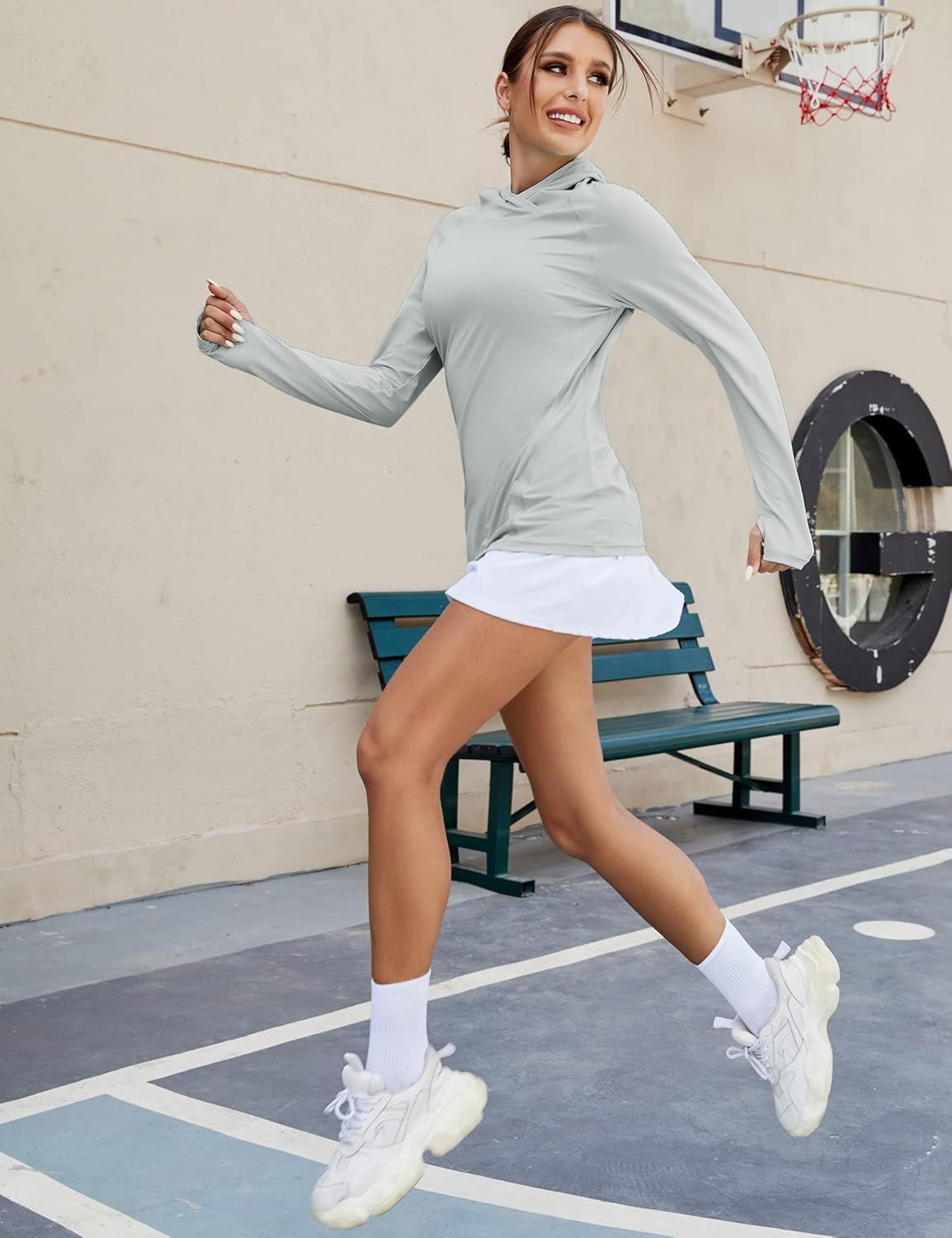 LUYAA Women's UPF 50+ Sun Protection Hoodie Breathable Stretch Hiking Shirts Long Sleeve for Running Outdoor Workout - Image 4