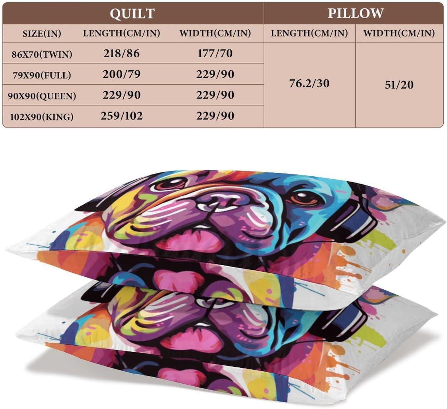 Delerain Comforter Cover Set Twin Size, Colorful French Bulldog 3-Piece Bedding Set for Boys Girls Teens Modern Soft Microfiber Bedroom Set Room Decor, 1 Duvet Cover + 2 Pillowcases image 2