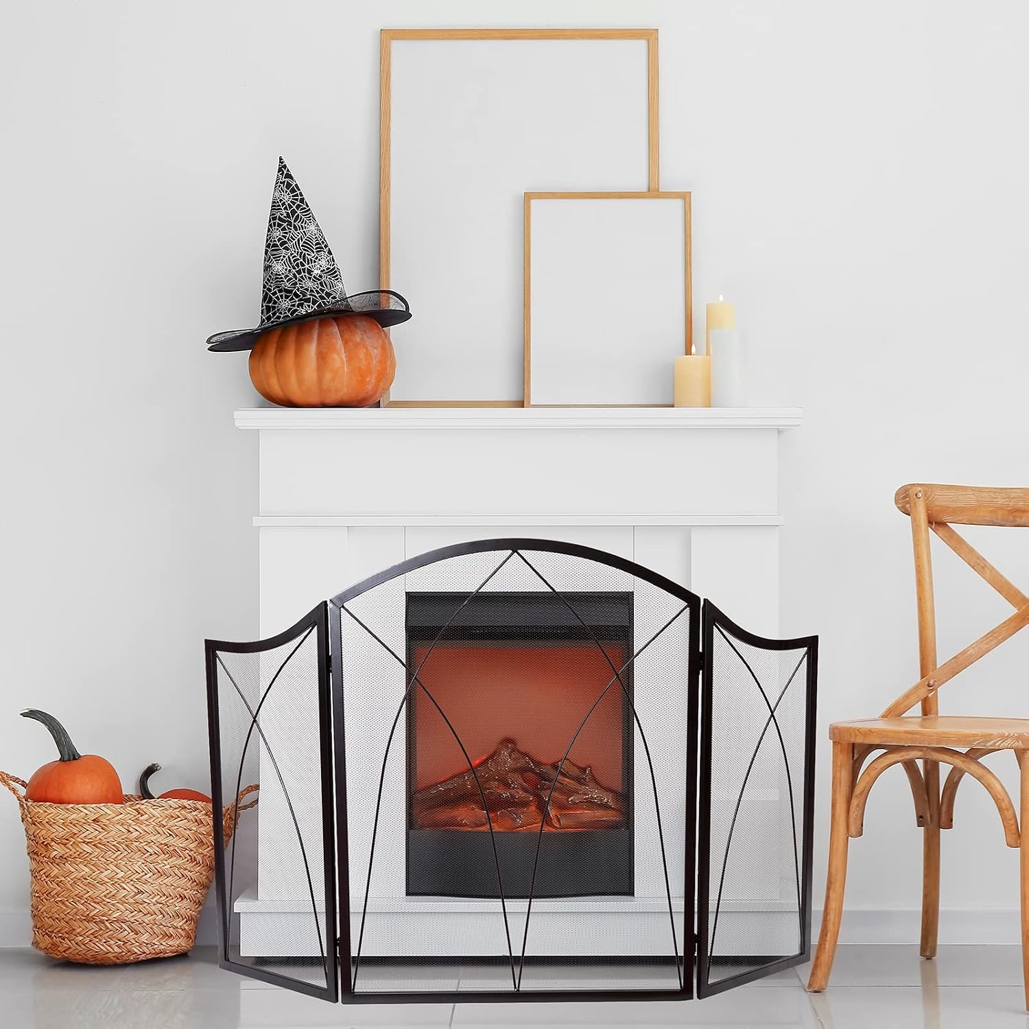 DOEWORKS Three Panel Basic Arch Fireplace Screens