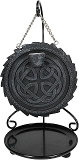 Ebros Gift Medieval Celtic Knotwork Dragon Flame Aroma Smoke Waterfall Round Medal Backflow Incense Cone Holder Figurine Hanging On Display Stand Dungeons and Dragons Home Decor