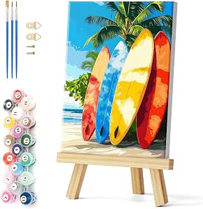 Natuyalo Framed Paint by Number Kit for Adults Beginners Surfboard 12x16
