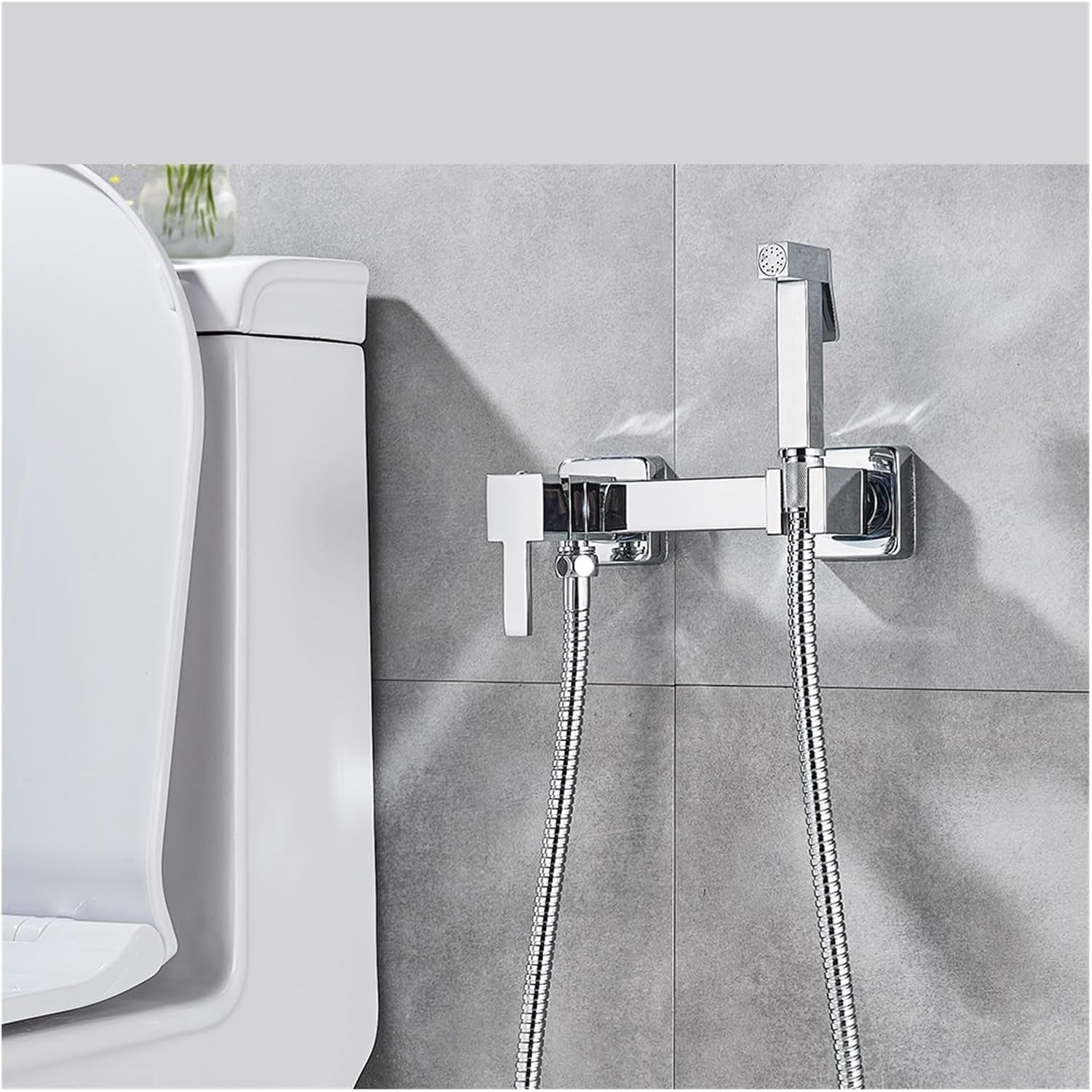 Bright Chrome Bidet Faucet Handheld Toilet Bidet Sprayer Set Self Cleaning Handheld Bidet Faucet Bathroom Handheld Sprayer Shower Spray Head(Chrome B)
