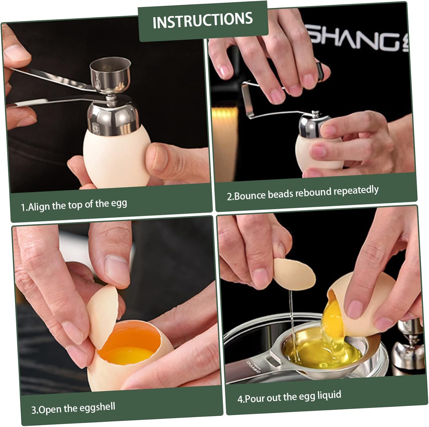 Egg Cracker Handheld Egg Opener Yolk Separator Non-skid Kitchen Gadget