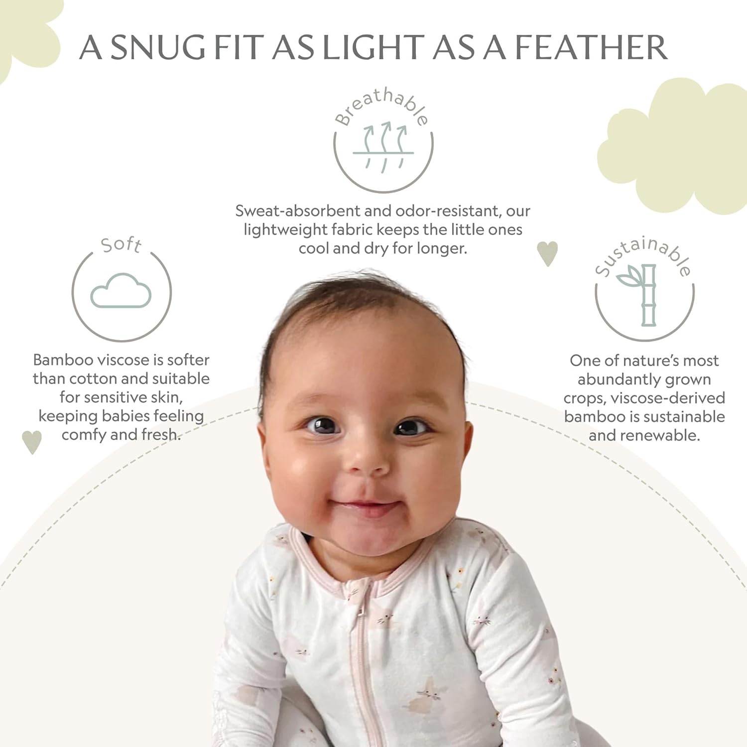 Bamboo Little Soft Baby Footie Pajamas, Baby Clothes, Newborn Sleepers, 95% Viscose and 5% Spandex, 0-24 Months - Image 3